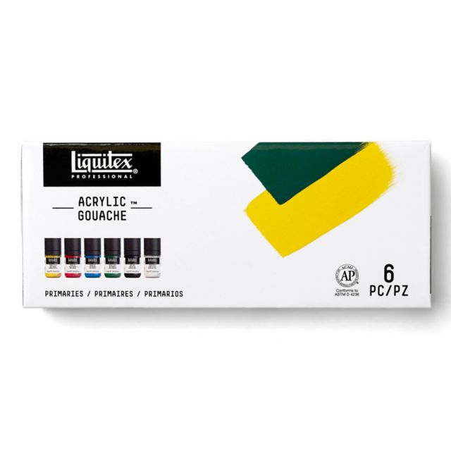 ACRYLIC GOUACHE SET 22ML 6 COLOR PRIMARIES