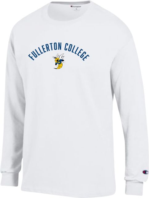 Fullerton College Champion Long Sleeve T Shirt Fullerton College Arched w/ Hornet - ONLINE ONLY