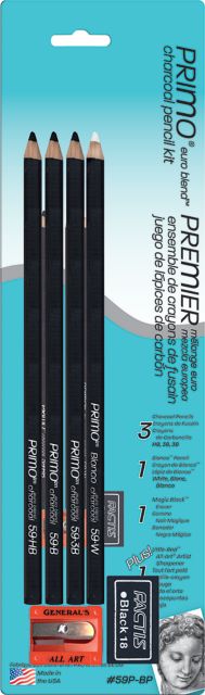 Primo Euro Blend Charcoal Pencil Kit 4 Ct